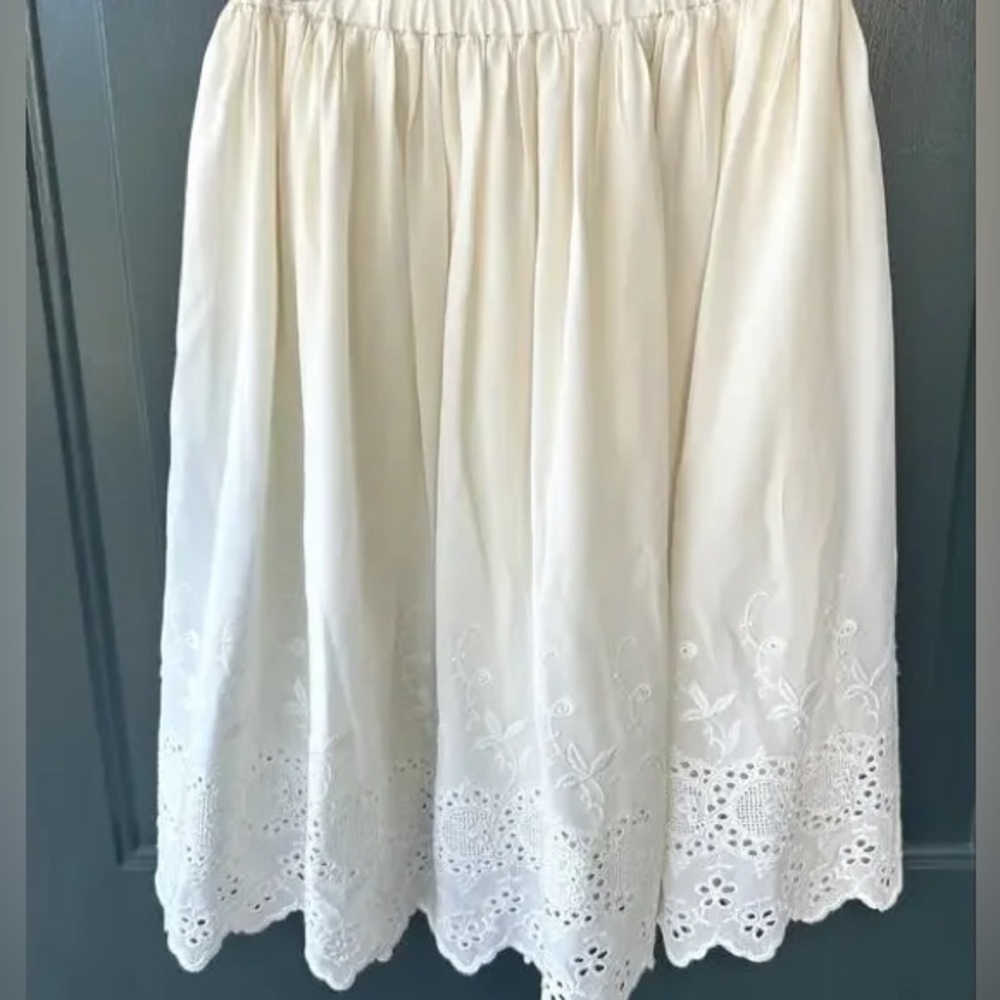 ULLA JOHNSON Silk Eyelet Lace Skirt 0